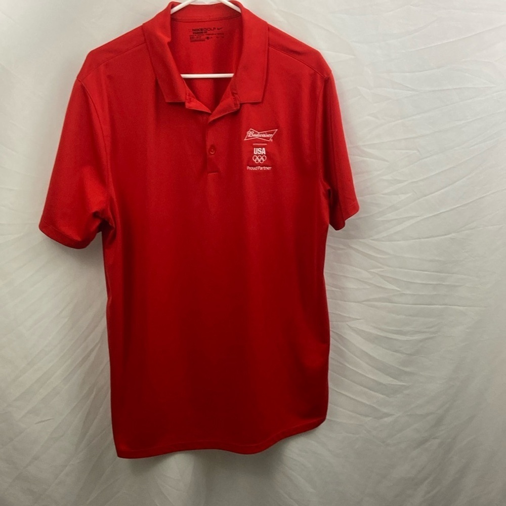 Budweiser USA Olympic Nike Golf Polo Shirt Size XL Red Men’s Sponsor